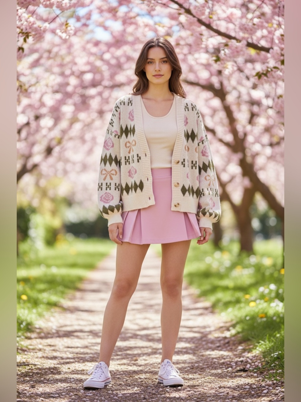 Very J New In| Bow & Floral Cardigan | Coquette Sweater | Oversized Small-Lg